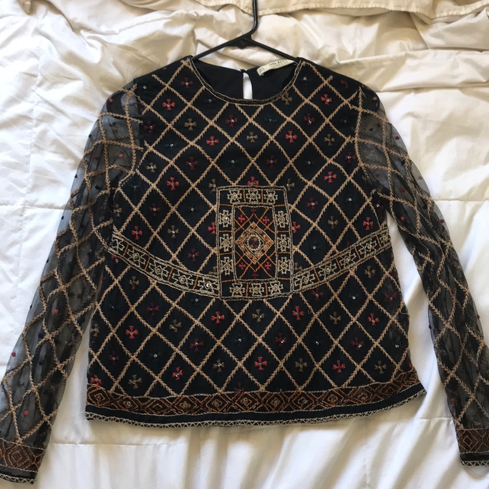 Zara embroidered top